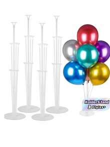 SHEIN Set de 2/4/6 piezas de soportes reutilizables transparentes para globos - Perfecto para celebraciones y eventos, adecuado para cumpleaños, fiestas, decoraciones de bodas (globos no incluidos) - Blanco - Ver 1