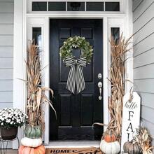1 Pack/2 Packs Boxwood Wreath Belt Decorative Band, Used For Front Door Porch Decoration (Black And White Striped) - Black - View 4