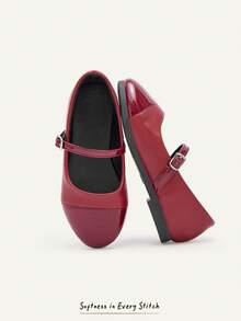 Cozy Pixies Autumn And Winter College Children's Fun Cute Red Versatile Comfortable Fashion Versatile Soft Sole Girls Children's Flats Back To School Party Party - Burgundy - View 3