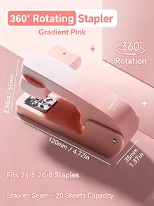 360° Rotating Stapler, Operated Manually, Easy To Use, Suitable For Students And Offices. It Can Hold 20 Sheets Of Paper At A Time. Compatible With 24/6 And 26/6 Staples, Can Staple At The Center Seam, And Can Bind 20 Sheets Of Paper - Multicolor - View 3