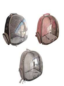 Large Capacity Cat Backpack, Transparent Breathable Pet Carrier, Portable Cat Bag, Pc Material, Zipper Closure - Multicolor - View 2