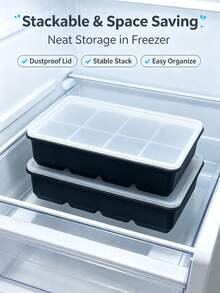 Large Ice Cube Tray For : FDDBI Big Square Ice Cube Maker For - 2 Packs Silicone Old Fashioned Ice Cube Trays - 2inch Huge Cubed Ice Trays - Multicolor - View 3
