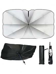 Car Windshield Sunshade Umbrella, Foldable UV Blocking Heat Insulation Sun Shade Cover, Summer Interior Cooling Protector Anti-Aging, Universal Fit Easy Install Space-Saving Storage, For Sedan SUV MPV - A - View 7