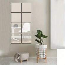 4/8pcs HD Self Adhesive Acrylic Mirror Plate, Frameless Flexible Non-Glass Mirror Free Punching Easy Installation, Home Wall Decorative Mirror Sticker For Gym Living Room Bedroom Office, Ideal Gift For Friends And Fam - color - View 7