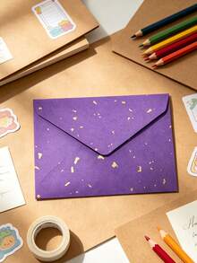 Gold-Flecked Special Paper Envelope & Letter Set, Vintage Thick Premium Invitation Card, Postcard, Wax Seal - A - View 15