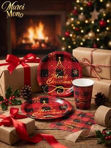 Muroi Mono 25/100 Pieces Of Disposable Party Supplies, Including Disposable Paper Plates, Napkins, Cups, Suitable For Dessert Service, Party Decorations, Various Events, And Gatherings, Including Christmas. - Style 4 - View 7