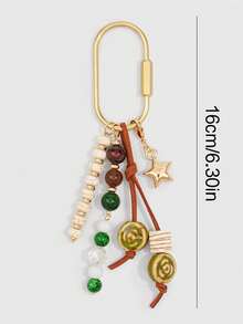 ROMWE Fairycore 1 Piece Spring Summer Dopamine Style Colorful Beaded Bag Keychain Pendant, Woven Rope Bag Charm, DIY Hanging Ornament - Green - View 2