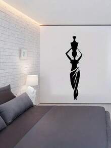 1PC Vinyl Self Adhesive Waterproof Removable Durable African Culture Dance Pitcher Vase Pattern Wall Decals Stickers For Living Room Bedroom Office Home Decor Gift For Women Girls - multicolor - View 4