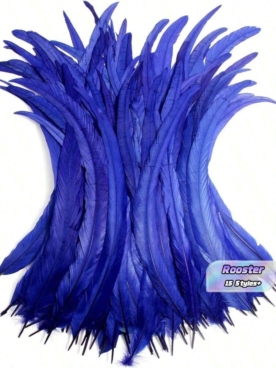 100 Pieces Rooster Tail Feathers, Suitable For Carnival Party Performance Costumes Decoration, Diy Headpiece Feathers, Wedding Decoration Headpiece Feathers - Multicolor - View 1