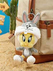 LOONEY TUNES X Joivida 1個 Tweety Bird 聯名 3D 毛絨吊飾鑰匙圈，可愛站立造型，經典設計，可掛在包包、鑰匙、書包上，適合所有年齡層，生日或週年紀念的趣味禮物 - 彩色 - 查看 2