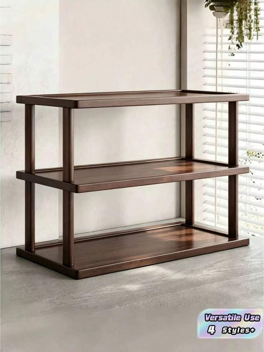 2/3/4 Layers Multi Tier Space Saving Easy Assembly No Tools Needed Sturdy Elegant Square Shoe Rack For Dorm Hallway Kitchen Entryway Closet Sneakers High Heels Stilettos Shoe Organizer Space Saver - Brown - View 1