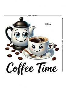 1PC PVC Self Adhesive Waterproof Coffee Cup Coffee Time Wall Stickers For Tea Room Study Kitchen Dining Room Living Room Office Bar Cafe Home Decor Holiday Gift - multicolor - View 3