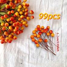99/400Pcs Stems Artificial Flowers, Orange Red Berry Twigs, Hand-Twisted Floral Branches For DIY Crafts, Vase Arrangements, Autumn & Halloween Table Centerpieces, Party & Home Decor - Multicolor - View 3