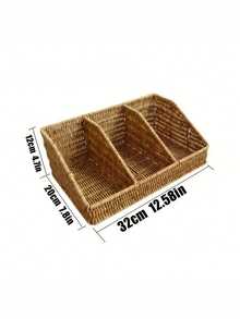 1PC Multipurpose Sturdy Non Slip Light Brown Nordic Storage Basket Organizer For Desk Stationery Notebooks Remote Controls Home Office Living Room Bedroom Essential Gift - White flower glue color - View 7