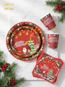 Muroi Mono 25/100 Pieces Of Disposable Party Supplies, Including Disposable Paper Plates, Napkins, Cups, Suitable For Dessert Service, Party Decorations, Various Events, And Gatherings, Including Christmas. - Style 5 - View 2