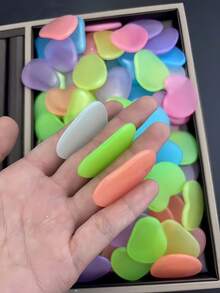 Glow In Dark Pebbles Flat Fluorescent Stones For Garden Aquarium Fish Tank Luminous Decorative Set Stacking Sensory - Multicolor - View 3
