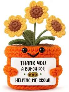 MINKOJA 1 Hand-Crocheted Table Decoration: A Cute Potted Plant Figurine-A Thoughtful Gift For Friends And Sisters, Or A Token Of Appreciation For Mom, Colleagues, And Family; Perfect As A Small Gift For Bedroom Decor - Multicolor - View 17