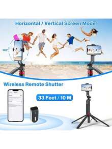 Tripod Selfie Ponsel 4 Kaki yang Dapat Ditarik, Tripod Vlog Portabel dengan Penjepit Ponsel Multifungsi & Kontrol Jarak Jauh yang Dapat Diisi Ulang, Kompatibel dengan Ponsel Android, Alat Bantu Latihan Golf untuk Liburan di Luar Ruangan dan Siaran Langsung - Hitam - View 6