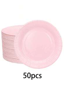 1 Piece/10 Pieces/20 Pieces/50 Pieces Light Pink Paper Plates, 6-Inch Pink Paper Cake Plates, 7-Inch Dessert Plates, 9-Inch Dinner Plates, Suitable For Snacks, Salads, Homemade Cooking, And Handicrafts, Also Suitable For Office, Camping, Indoor Use - Multicolor - View 11