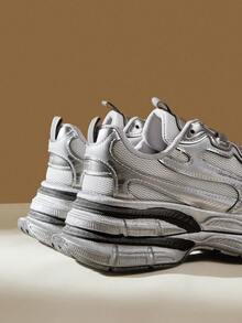 Vate Women Comfortable Casual Breathable Platform Chunky Sneakers For Christmas And New Year Holiday Vibe Fall And Winter - Silver - View 7
