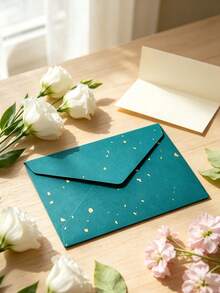 Gold-Flecked Special Paper Envelope & Letter Set, Vintage Thick Premium Invitation Card, Postcard, Wax Seal - A - View 6