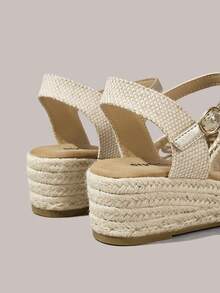 Styleloop Women's Wedges & Platform Shoes, Golden Sunflowers, Hollow Lace Closed Toe Sandals, Vacation Wear, Travel Essentials, Bohemian Style - Gold - View 7
