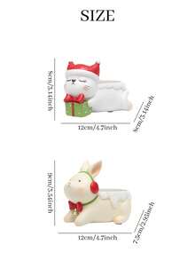 Zazumi 1pc Cat Rabbit Shape Desktop Flower Pot With Lying Animal Silhouette And Integrated Flower Holding Opening For Desk Organization Featuring Charming Aesthetic Display Solution For Modern Lifestyle Users,Thoughtful Present For New Dwelling Celebration - multicolor - View 4