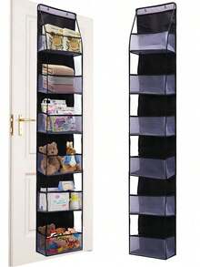 1pc 6-Layer Over-The-Door Hanging Storage Bag, Wall-Mounted Cosmetic Organizer Bag, Large Capacity Mesh With Transparent Pockets Hanging Storage Bag, Suitable For Kitchen, Bathroom, Closet, Bedroom, Dorm, Diaper, Toys, - Multicolor - View 6