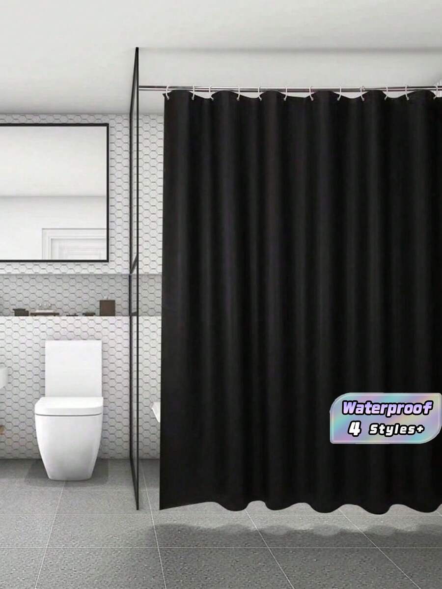 1PC Multi Size Black Solid PEVA Plastic Waterproof Moisture Proof Machine Washable Mildew Resistant Shower Curtain Bathroom Partition Liner Privacy Screen Home Decor Housewarming Gift Bathroom Accessories Must Haves