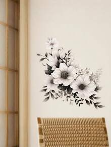 1PC PVC Self Adhesive Removable Waterproof Gray White Floral Pattern Wall Stickers Decals Peel Stick Easy Clean Durable For Bedroom Living Room Door Window Home Decor Valentine Gift - multicolor - View 3