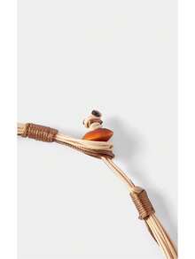 Noxbound Bohemian Holiday Amber Resin Handmade Braided Rope Necklace - Beige - View 5