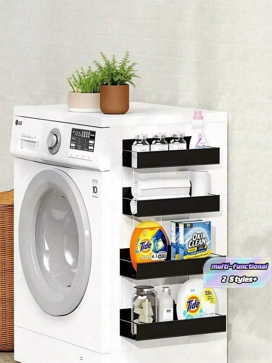Satu Set Rak Penyimpanan Samping Magnetik Warna Putih/Hitam, Cocok untuk Mengatur Sisi Kulkas dan Mesin Cuci, Pemasangan Mudah Tanpa Pengeboran, Rak Penyimpanan Bumbu yang Dipasang di Dinding, Perlengkapan Penyimpanan Rumah Tangga yang Penting, Dapat Digunakan di Keempat Musim - MultiWarna - View 1