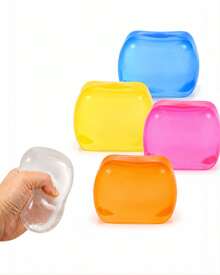 1pc Transparent Ice Cube Shape Squishy Stress Relief Cube, Soft TPR Shell With Maltose Filling, 6cm Slow Rebound Hand Squeeze Cube, Stretchy Pinchable Desktop Hand Squeeze Accessory - Multicolor - View 13