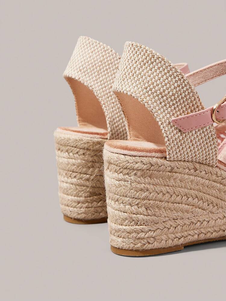 Styleloop Women's Shoes, Light Pink, Simple Woven Upper, Classic And Comfortable Summer Solid Color Wedge Heel Platform Fisherman Shoes, Holiday Wear - Baby Pink - View 10