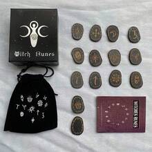 Viking Rune Wooden Carving Set, Runic Symbol Engraved Wood Pieces For Healing Alchemy Meditation, Wooden Altar Rune Letters Kit - Black - View 12