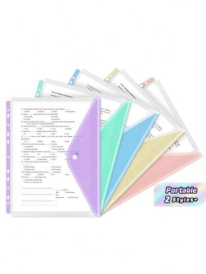 5pcs/10pcs A4 Clear Binder Folders, Colorful Edge PP Waterproof Thick File Folders, 5 Packs, Each Can Hold Up To 200 Sheets, Back To School, Large Capacity Binder, With Label Slots, Suitable For School, Office, Travel And Home Organization