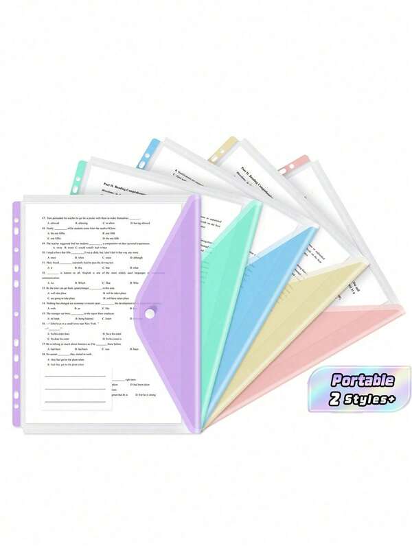 5pcs/10pcs A4 Clear Binder Folders, Colorful Edge PP Waterproof Thick File Folders, 5 Packs, Each Can Hold Up To 200 Sheets, Back To School, Large Capacity Binder, With Label Slots, Suitable For School, Office, Travel And Home Organization