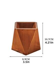 1PC Standard Size Compact Vintage Wooden Hexagonal Diamond Shaped High Practical Pen Holder Pencil Organizer Storage Shelf Desk Rack Durable Sturdy Non Slip Scratch Resistant Space Saving Multi Purpose For Office Study Home - Brown - View 13
