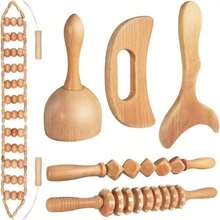 6-In-1 Wooden Massager, Hand-Held Massager Roller Trigger Point Massager, Suitable For Full-Body Massage, Muscle Relaxation, Body Contouring, Fascia Release, Lymph Drainage, And Fat Reduction Assistance. - Multicolor - View 18