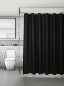 1PC Multi Size Black Solid PEVA Plastic Waterproof Moisture Proof Machine Washable Mildew Resistant Shower Curtain Bathroom Partition Liner Privacy Screen Home Decor Housewarming Gift Bathroom Accessories Must Haves - Black - View 10