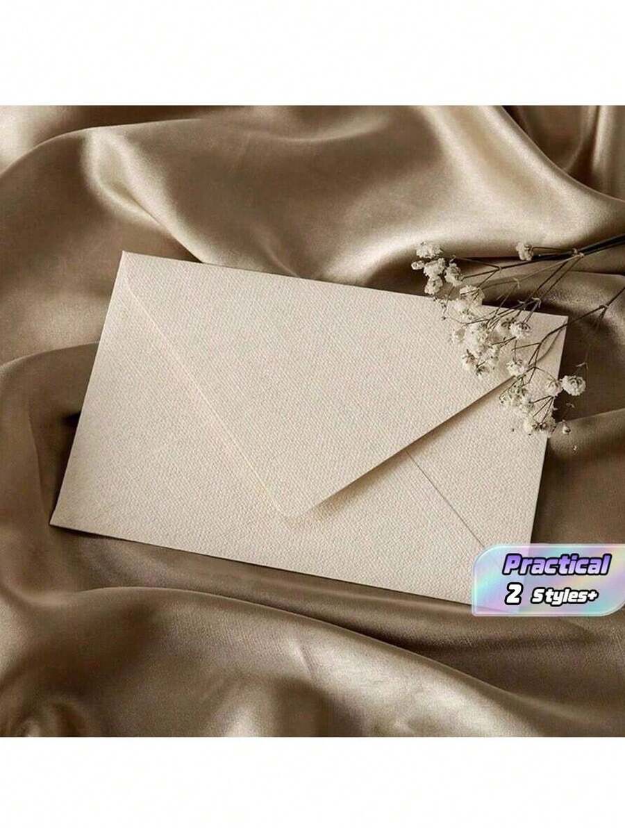 50/100pcs White Linen Texture Envelopes, Wedding Invitation Envelopes, Cards/Letters/Postcards Packaging Envelopes - White - View 1