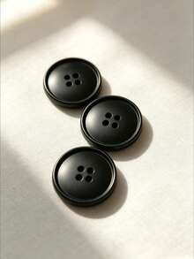 Vintage Imitation Wooden Concave Four-Hole Buttons Multicolor Resin Sewing Fasteners Bulk Supply For Overcoat, Windbreaker, Suit, Handmade Garment Sewing Supplies - black - View 9