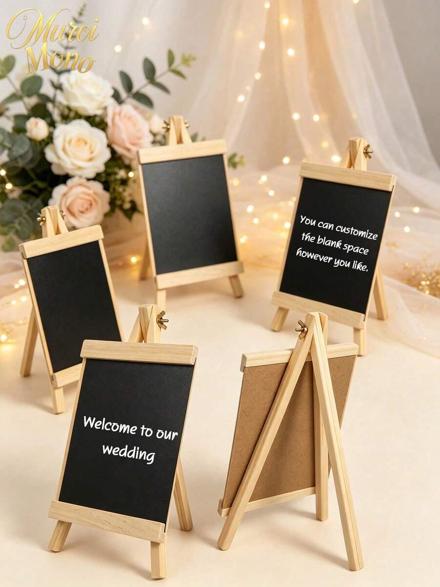 Cirelle 1-Piece Decorative Chalkboard Tabletop Chalkboard Sign-Available In 3 Sizes. Wooden Message Board With Easel, Perfect For Wedding Decorations, Kitchen Menus, Restaurants, And Parties. - 1PC - View 1