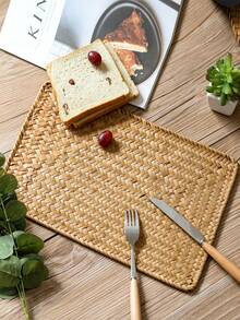Haus Hana Japanese‑Style Woven Straw Coaster, Heat‑Resistant Table Mat, Retro Tea Placemat For Cups, Bowls, Plates & Western Tableware - Multicolor - View 2