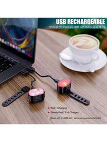 2‑Pack Mountain Bike Front And Rear Lights, USB Rechargeable High‑Brightness LED Bicycle Lights, Handlebar Mount Lamp For Night Riding - Multicolor - View 6