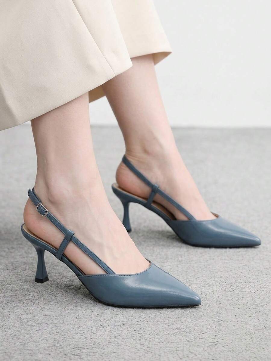 CUCCOO BIZCHIC 女款秋季優雅尖頭細高跟鞋 藍色後跟高跟鞋 通勤穿著 - 藍色 - 查看 1