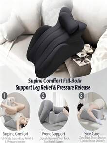 1 Ergonomic Wedge-Shaped Prone Pillow, With Multi Position Memory Foam Support Pad For Relieving Pressure On The Spine, Neck, And Back, Equipped With A Detachable And Washable Outer Cover And Anti Slip Bottom - 1PC - View 1