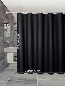 1PC Multi Size Black Solid PEVA Plastic Waterproof Moisture Proof Machine Washable Mildew Resistant Shower Curtain Bathroom Partition Liner Privacy Screen Home Decor Housewarming Gift Bathroom Accessories Must Haves - Black - View 5