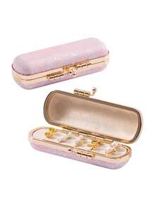 1PC Portable Mini Travel Jewelry Box Compact Earring Storage Case Small Velvet Organizer Pouch For Necklace Ring Bracelet Home Office Travel Carry On Gift - Multicolor - View 7