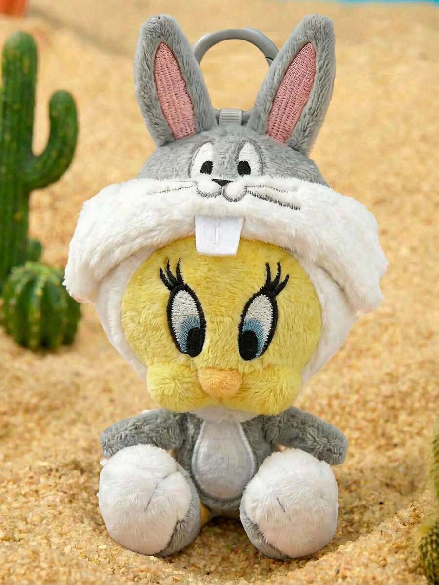 LOONEY TUNES X Joivida 1個 Tweety Bird 聯名 3D 毛絨吊飾鑰匙圈，可愛站立造型，經典設計，可掛在包包、鑰匙、書包上，適合所有年齡層，生日或週年紀念的趣味禮物 - 彩色 - 查看 1
